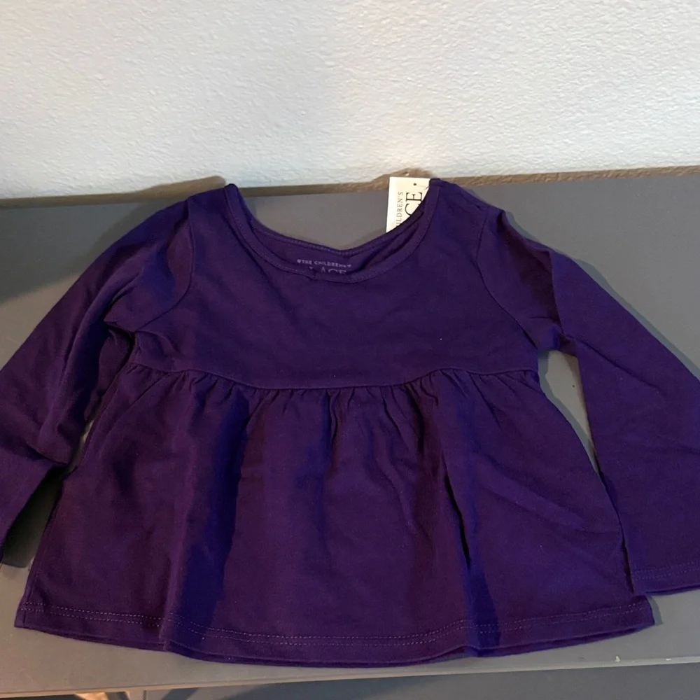 Purple Long-Sleeve Peplum Top for KiBrand Not Visible